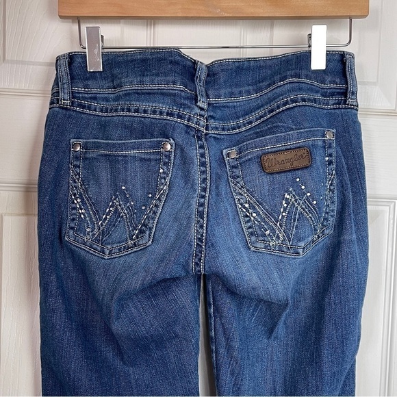 Wrangler Rhinestone Pocket Low Rise Boot Cut Jeans - Picture 3 of 11